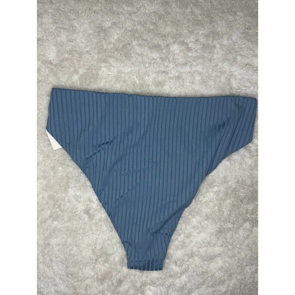NWT L*Space Savannah Ribbed High Waist Bikini Bottom Baltic L